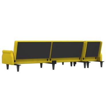 vidaXL Καναπές Κρεβάτι Γωνιακός Κίτρινος 271x140x70cm Βελούδινος 1 τεμ.