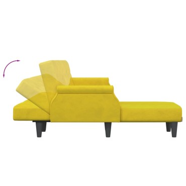 vidaXL Καναπές Κρεβάτι Γωνιακός Κίτρινος 271x140x70cm Βελούδινος 1 τεμ.