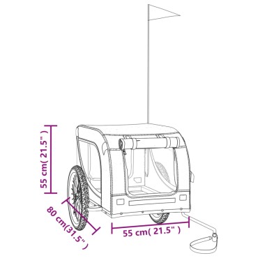 vidaXL Τρέιλερ Ποδηλάτου Κατοικίδιων Γκρι/Μαύρο Ύφασμα Oxford/Σίδηρος