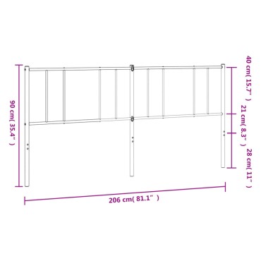 vidaXL Κεφαλάρι Μαύρο Μεταλλικό 206x3x90cm 1 τεμ.