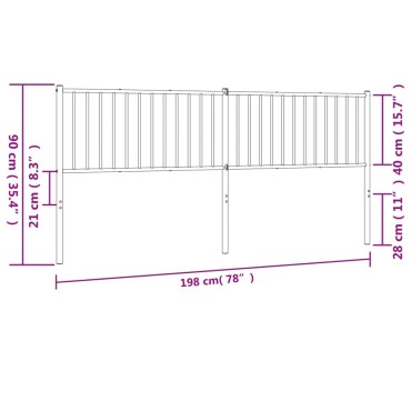 vidaXL Κεφαλάρι Μαύρο Μεταλλικό 198x3x90cm 1 τεμ.