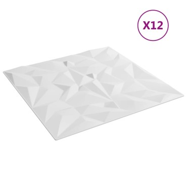vidaXL Πάνελ Τοίχου 12 Τεμ. Λευκά Σχ. Αμέθυστου 50x50 εκ. 3 μ² από XPS