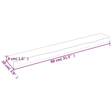 vidaXL Ράφι Τοίχου Ανοιχτό Καφέ 80x10x4cm Επεξεργ. Μασίφ Ξύλο Δρυός 1 τεμ.