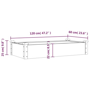 vidaXL Ζαρντινιέρα Υπερυψ. με Επένδυση Γκρι 120x60x25 εκ. Μασίφ Ελάτη