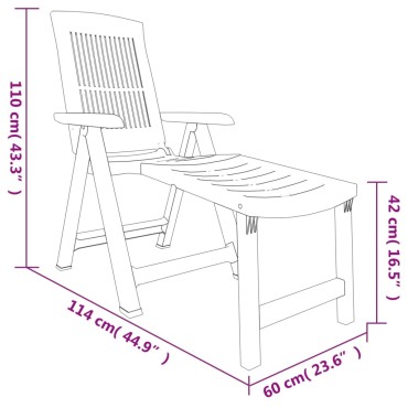 vidaXL Ξαπλώστρα Λευκή Πλαστική 60x114x110cm 1 τεμ.