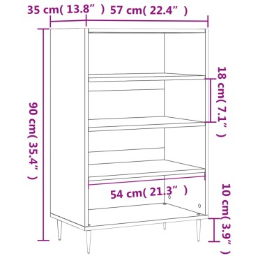 vidaXL Ραφιέρα Μαύρη 57x35x90 από Επεξεργασμένο Ξύλο 57x35x90cm 1 τεμ.