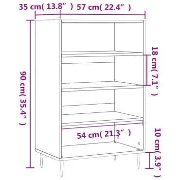 vidaXL Ραφιέρα Sonoma Δρυς 57x35x90 από Επεξεργασμένο Ξύλο 57x35x90cm 1 τεμ.