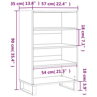 vidaXL Ραφιέρα Καπνιστή Δρυς 57x35x90 από Επεξεργασμένο Ξύλο 57x35x90cm 1 τεμ.