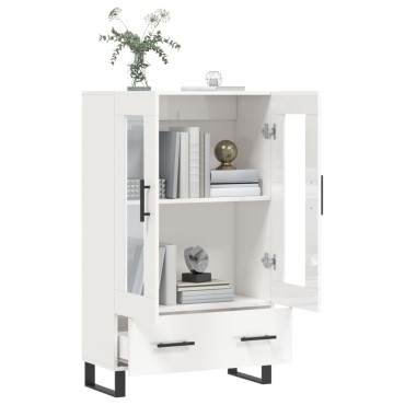 vidaXL Ντουλάπα Γυαλ. Λευκό 69,5x31x115cm από Επεξεργασμένο Ξύλο 1 τεμ.