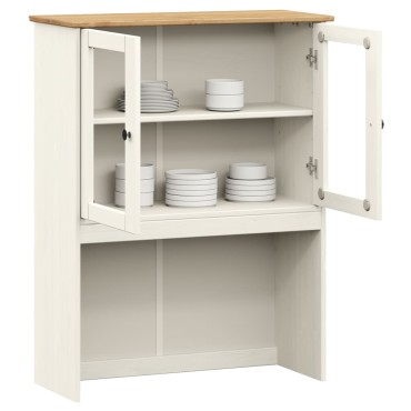 vidaXL Πάνω Ντουλάπι-Βιτρίνα VIGO Λευκό 78x30x100cm Μασίφ Ξύλο Πεύκου 1 τεμ.