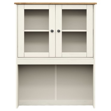 vidaXL Πάνω Ντουλάπι-Βιτρίνα VIGO Λευκό 78x30x100cm Μασίφ Ξύλο Πεύκου 1 τεμ.