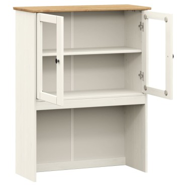 vidaXL Πάνω Ντουλάπι-Βιτρίνα VIGO Λευκό 78x30x100cm Μασίφ Ξύλο Πεύκου 1 τεμ.