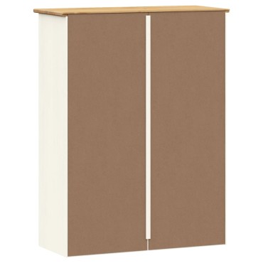 vidaXL Πάνω Ντουλάπι-Βιτρίνα VIGO Λευκό 78x30x100cm Μασίφ Ξύλο Πεύκου 1 τεμ.
