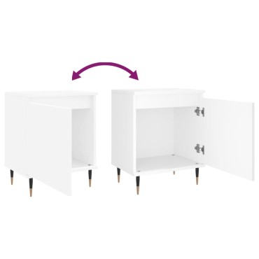 vidaXL Κομοδίνα 2 τεμ. Λευκά 40x30x50cm από Επεξεργασμένο Ξύλο