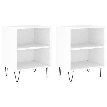 vidaXL Κομοδίνα 2 τεμ. Λευκά 40x30x50cm από Επεξεργασμένο Ξύλο