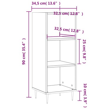 vidaXL Ντουλάπι Γκρι Σκυροδέματος 34,5x32,5x90cm Επεξεργασμένο Ξύλο 1 τεμ.