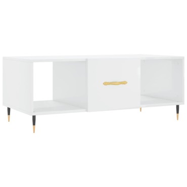 vidaXL Τραπεζάκι Σαλονιού Γυαλ. Λευκό 102x50x40cm Επεξεργ. Ξύλο 1 τεμ.