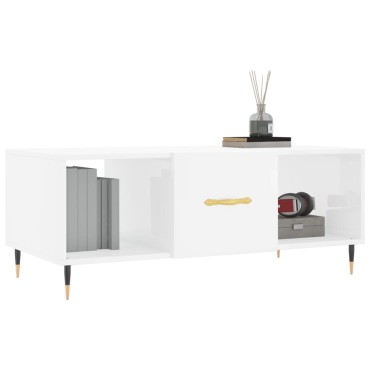 vidaXL Τραπεζάκι Σαλονιού Γυαλ. Λευκό 102x50x40cm Επεξεργ. Ξύλο 1 τεμ.