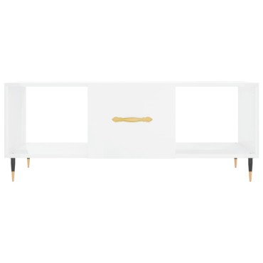 vidaXL Τραπεζάκι Σαλονιού Γυαλ. Λευκό 102x50x40cm Επεξεργ. Ξύλο 1 τεμ.