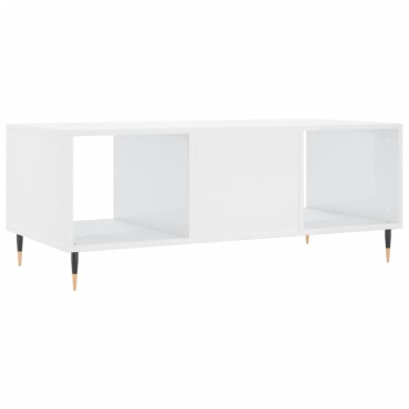 vidaXL Τραπεζάκι Σαλονιού Γυαλ. Λευκό 102x50x40cm Επεξεργ. Ξύλο 1 τεμ.