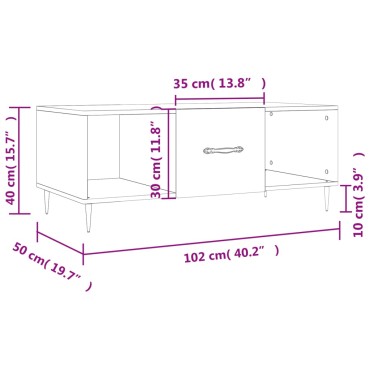 vidaXL Τραπεζάκι Σαλονιού Sonoma Δρυς 102x50x40cm από Επεξεργ. Ξύλο 1 τεμ.