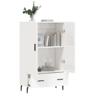 vidaXL Ντουλάπα Γυαλ. Λευκό 69,5x31x115cm από Επεξεργασμένο Ξύλο 1 τεμ.