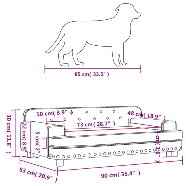 vidaXL Κρεβάτι Σκύλου Ανοιχτό Γκρι 90 x 53 x 30 εκ. Βελούδινο