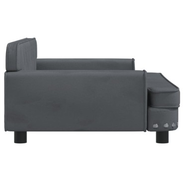 vidaXL Κρεβάτι Σκύλου Σκούρο Γκρι 90 x 53 x 30 εκ. Βελούδινο