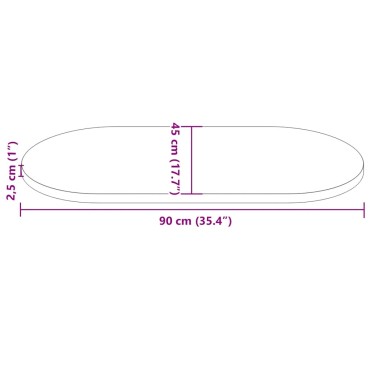 vidaXL Επιφάνεια Τραπεζιού Οβάλ 90x45x2,5cm Μασίφ Ξύλο Πεύκου 1 τεμ.