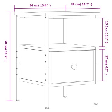 vidaXL Κομοδίνο Sonoma Δρυς 34x36x50cm από Επεξεργασμένο Ξύλο 1 τεμ.