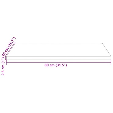 vidaXL Επιφάνεια Τραπεζιού Ορθογ. 80x40x2,5cm από Μασίφ Ξύλο Πεύκου 1 τεμ.