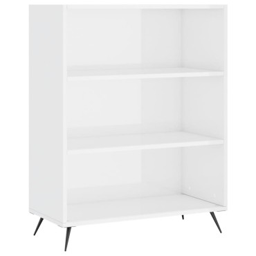vidaXL Βιβλιοθήκη Γυαλιστερό Λευκό 69,5x32,5x90cm Επεξεργασμένο Ξύλο 1 τεμ.