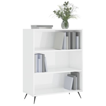 vidaXL Βιβλιοθήκη Γυαλιστερό Λευκό 69,5x32,5x90cm Επεξεργασμένο Ξύλο 1 τεμ.