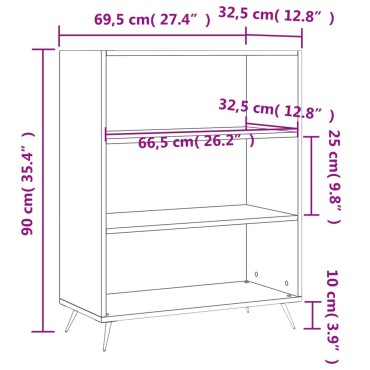 vidaXL Βιβλιοθήκη Μαύρη 69,5x32,5x90cm από Επεξεργασμένο Ξύλο 1 τεμ.