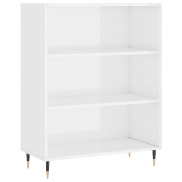 vidaXL Βιβλιοθήκη Γυαλιστερό Λευκό 69,5x32,5x90cm Επεξεργασμένο Ξύλο 1 τεμ.