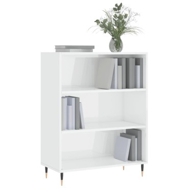 vidaXL Βιβλιοθήκη Γυαλιστερό Λευκό 69,5x32,5x90cm Επεξεργασμένο Ξύλο 1 τεμ.