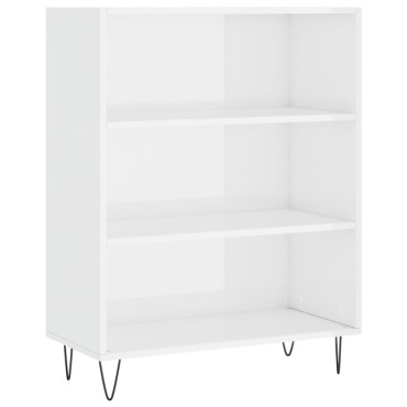 vidaXL Βιβλιοθήκη Γυαλιστερό Λευκό 69,5x32,5x90cm Επεξεργασμένο Ξύλο 1 τεμ.