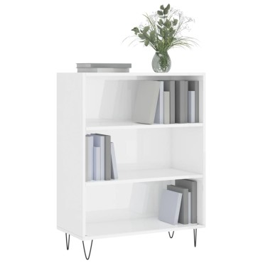 vidaXL Βιβλιοθήκη Γυαλιστερό Λευκό 69,5x32,5x90cm Επεξεργασμένο Ξύλο 1 τεμ.