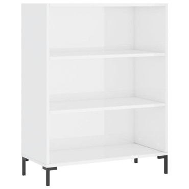 vidaXL Βιβλιοθήκη Γυαλιστερό Λευκό 69,5x32,5x90cm Επεξεργασμένο Ξύλο 1 τεμ.