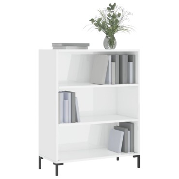 vidaXL Βιβλιοθήκη Γυαλιστερό Λευκό 69,5x32,5x90cm Επεξεργασμένο Ξύλο 1 τεμ.