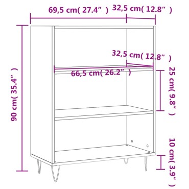 vidaXL Βιβλιοθήκη Λευκή 69,5x32,5x90cm από Επεξεργασμένο Ξύλο 1 τεμ.