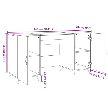 vidaXL Γραφείο Λευκό 140x50x75cm από Επεξεργασμένο Ξύλο 1 τεμ.