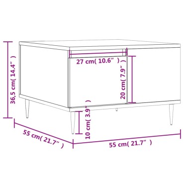 vidaXL Τραπεζάκι Σαλονιού Μαύρο 55x55x36,5cm από Επεξεργασμένο Ξύλο 1 τεμ.