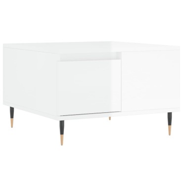 vidaXL Τραπεζάκι Σαλονιού Γυαλ. Λευκό 55x55x36,5cm Επεξεργ. Ξύλο 1 τεμ.