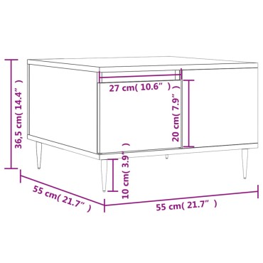 vidaXL Τραπεζάκι Σαλονιού Γυαλ. Λευκό 55x55x36,5cm Επεξεργ. Ξύλο 1 τεμ.