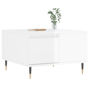 vidaXL Τραπεζάκι Σαλονιού Γυαλ. Λευκό 55x55x36,5cm Επεξεργ. Ξύλο 1 τεμ.