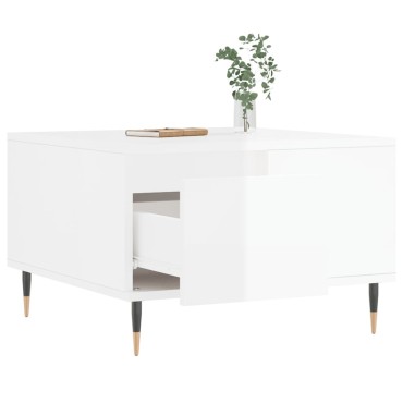 vidaXL Τραπεζάκι Σαλονιού Γυαλ. Λευκό 55x55x36,5cm Επεξεργ. Ξύλο 1 τεμ.