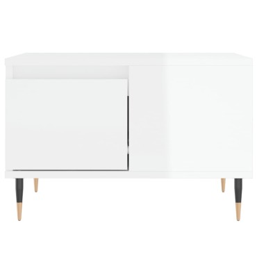 vidaXL Τραπεζάκι Σαλονιού Γυαλ. Λευκό 55x55x36,5cm Επεξεργ. Ξύλο 1 τεμ.