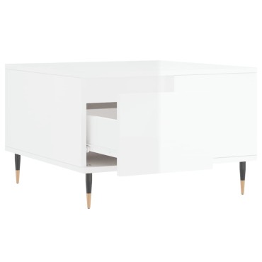 vidaXL Τραπεζάκι Σαλονιού Γυαλ. Λευκό 55x55x36,5cm Επεξεργ. Ξύλο 1 τεμ.