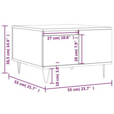 vidaXL Τραπεζάκι Σαλονιού Γκρι Sonoma 55x55x36,5cm Επεξεργασμένο Ξύλο 1 τεμ.
